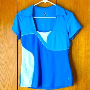 Catwalk Performance Artwear Canada blue golf polo shirt top piping cap sleeve